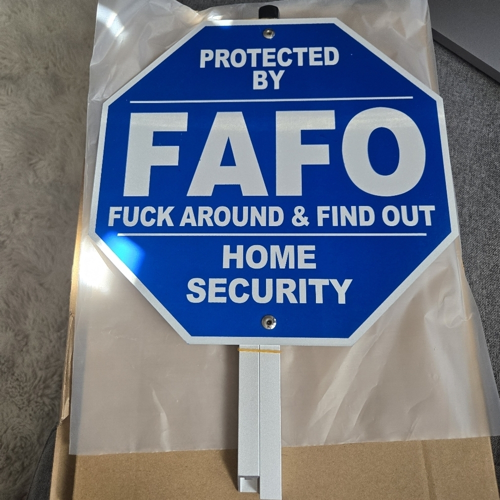 FAFO Sign Home Security Blue
